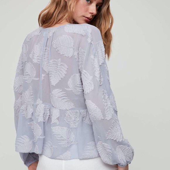 Wilfred Augustine Blouse Ruffled Peplum Blouse Aleutian S - Picture 10 of 13